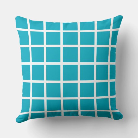 Azure coloured square pattern and white borders クッション (裏面)