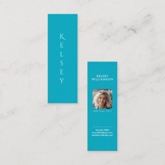 Azure Customizable Photo Mini Business Card スキニー名刺