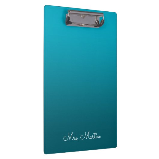 Azure Darkティール（緑がかった色）グラデーションパーソナライズされた先生 クリップボード (右)