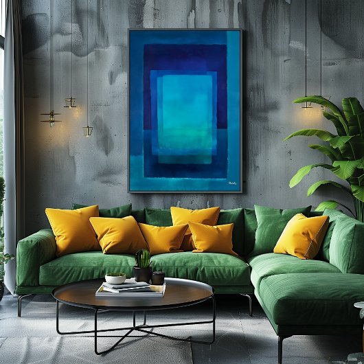 Azure Depth Color Field Abstract Modern Art ポスター