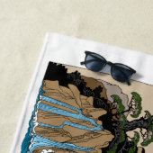 Azure DragonとWhite Tiger。イラストレーション ビーチタオル (インサイチュ)