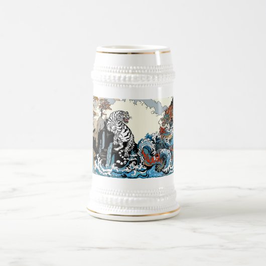 Azure DragonとWhite Tiger。イラストレーション ビールジョッキ (中央)