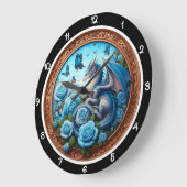 Azure Dragon Blue Rose Fantasy ラージ壁時計 (傾斜)