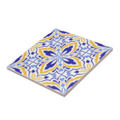 Azure Elegance Blue and Gold Floral Mosaic タイル (側面)