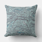 Azure Ether Marbled Fluid Art Throw Pillow クッション (正面)