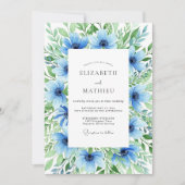 Azure Ethereal Floral Wedding 招待状 (正面)