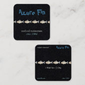 Azure Fin エレガント Black Coastal Seafood Restaurant スクエア名刺 (正面/裏面)