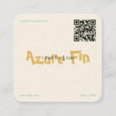 Azure Fin エレガント Fishレストランロゴ スクエア名刺 (裏面)