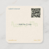 Azure Fin エレガント Fishレストランロゴ スクエア名刺 (裏面)