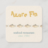 Azure Fin エレガント Fishレストランロゴ スクエア名刺 (正面)