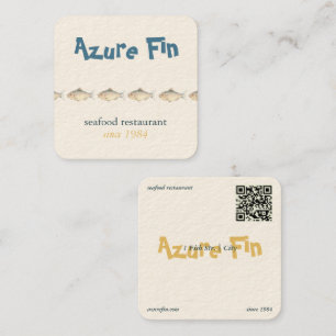 Azure Fin エレガント Fishレストランロゴ スクエア名刺