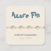 Azure Fin エレガント Fishレストランロゴ スクエア名刺 (正面)