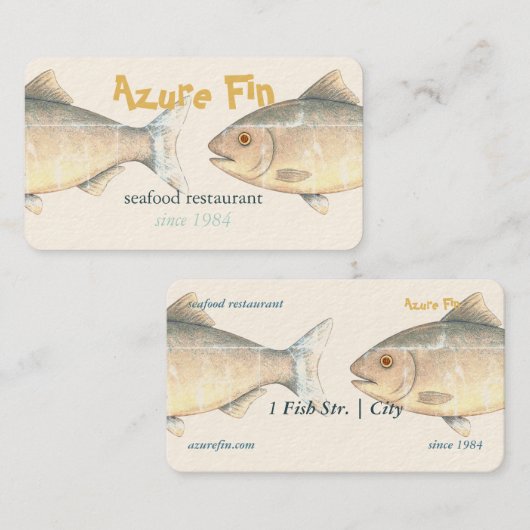 Azure Fin エレガント Fish Restaurant 名刺 (正面/裏面)