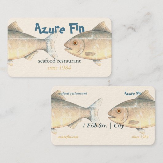 Azure Fin エレガント Fish Restaurant 名刺 (正面/裏面)