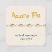 Azure Fin Coastal Fish Patternシーフードレストラン スクエア名刺 (正面)