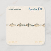 Azure Fin Coastal Fish Patternシーフードレストラン スクエア名刺 (裏面)