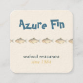 Azure Fin Coastal Fish Patternシーフードレストラン スクエア名刺 (正面)