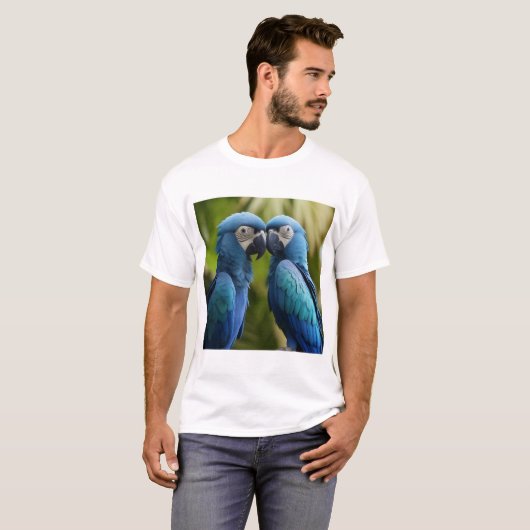 Azure Flight: Blue Macaw Tシャツ (正面フル)