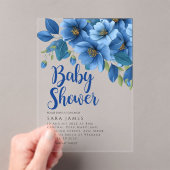 Azure Floral Acrylic Baby Shower Invitation アクリル招待状 (インサイチュ (ポータブル))