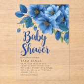 Azure Floral Acrylic Baby Shower Invitation アクリル招待状 (正面)