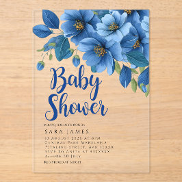Azure Floral Acrylic Baby Shower Invitation アクリル招待状