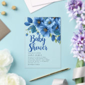 Azure Floral Acrylic Baby Shower Invitation アクリル招待状 (インサイチュ (ウェディング))
