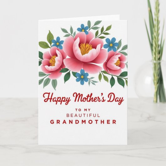Azure Floral Grandmothers Day Card カード (正面)