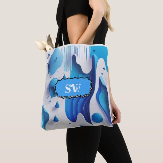Azure Flow Monogrammed Carry-All Tote トートバッグ (クローズアップ)