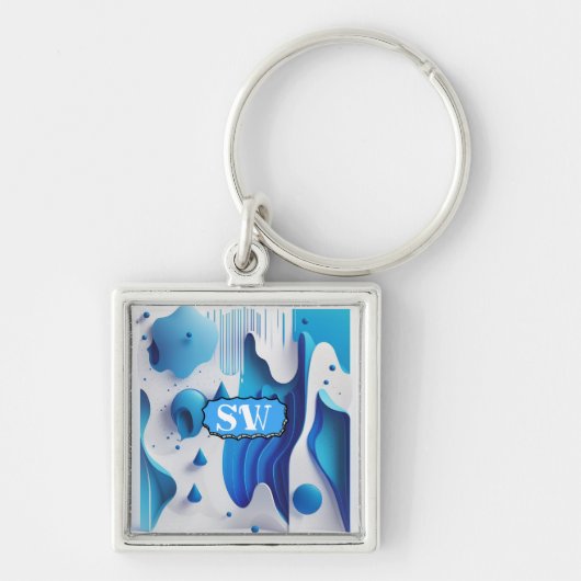 Azure Fragment Personalized Square Keychain キーホルダー (正面)