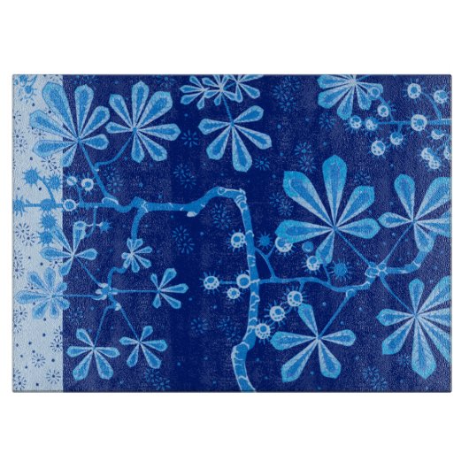Azure Frost Flower Large Glass Cutting Board カッティングボード (正面)