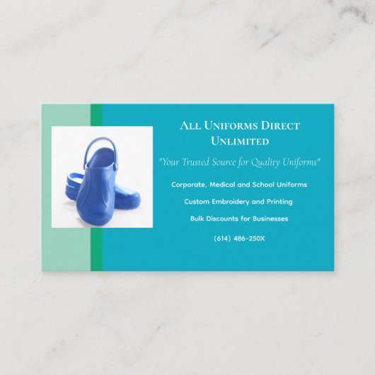 Azure Green Blue Medical Clogsユニフォーム 名刺 (正面)