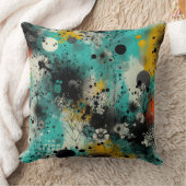 Azure Ink Abstract Throw Pillow クッション (ブランケット)