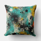 Azure Ink Abstract Throw Pillow クッション (正面)