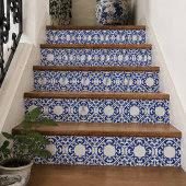 Azure Lattice Blue Geometric Floral Mediterranean タイル