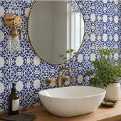Azure Lattice Blue Geometric Floral Mediterranean タイル