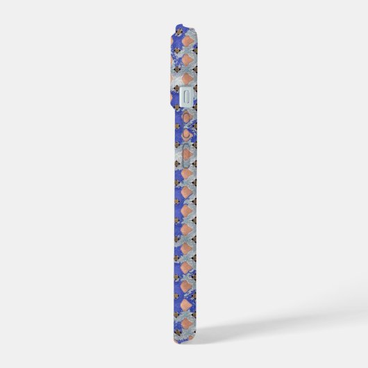 Azure Lattice Mosaic Geometric Pattern 1297 iPhone 15ケース (左側面)