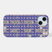 Azure Lattice Mosaic Geometric Pattern 1297 iPhone 15ケース (裏面横)