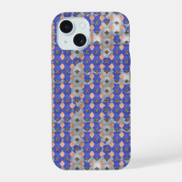 Azure Lattice Mosaic Geometric Pattern 1297 iPhone 15ケース