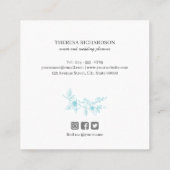 Azure Magnoliaリースモノグラムソーシャルメディア スクエア名刺 (裏面)