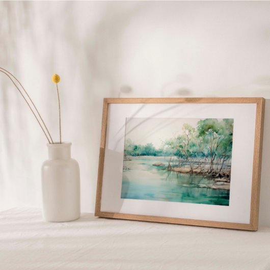 Azure Mangrove Majesty:水彩青緑 ポスター