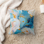 Azure Marble with Golden Splashes クッション (ブランケット)