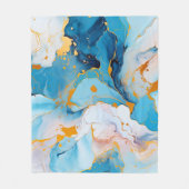 Azure Marble with Golden Splashes フリースブランケット (正面)