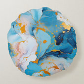 Azure Marble with Golden Splashes ラウンドクッション (裏面)
