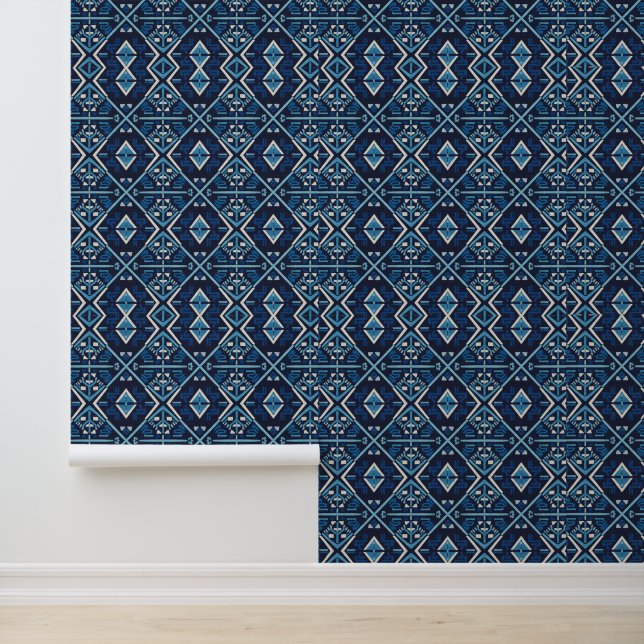 Azure Moroccan Zellij Geometric Textured  壁紙 (アプリケーション)