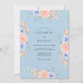 Azure Peach Idyllic Spring Wedding 招待状 (正面)