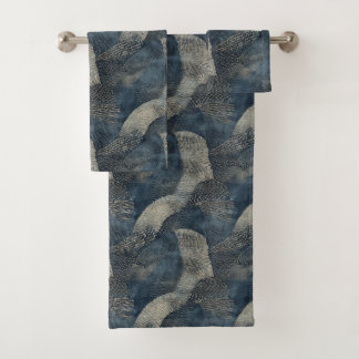 Azure Ripples of Conquility 日本の Shibori バスタオルセット