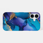 Azure Royale Luxury Sapphire Teal Marble  iPhone 16ケース (裏面横)