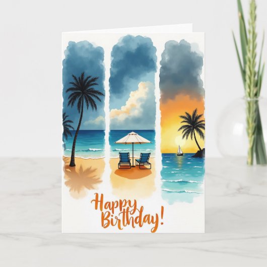 Azure Seascape 誕生日カード カード (正面)