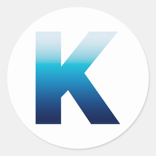 Azure Sky to Dark海ブルーグラデーションモノグラムK ラウンドシール (正面)