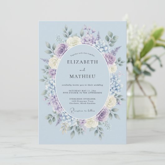 Azure Soft Romantic Wedding 招待状 (スタンド正面)